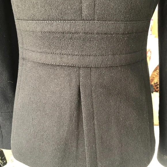 J Crew Womens High Neck Black Double Breasted Wool Pea Coat RN77388 Sz XS - Picture 9 of 16